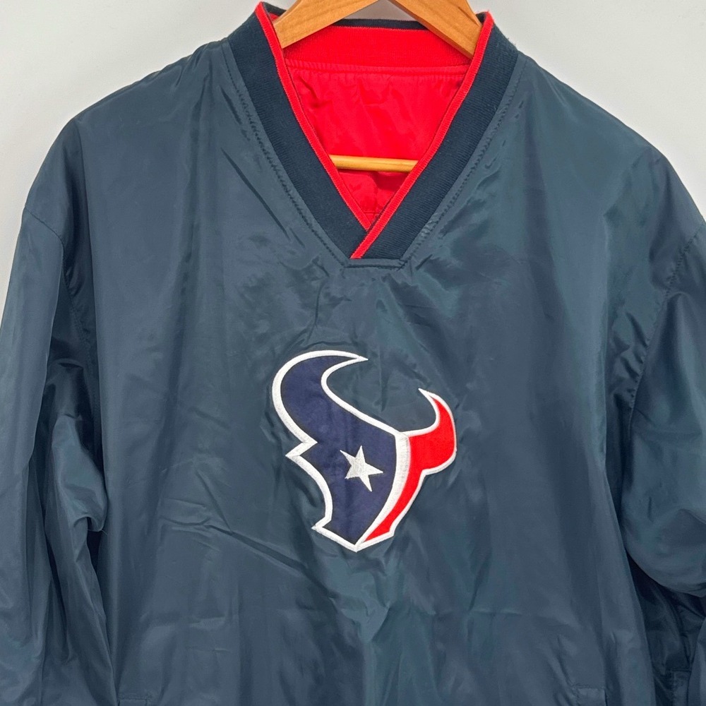 NFL Houston Texans Pullover Jacket Windbreaker Men's Medium Navy Blue Reversible - Picture 7 of 11